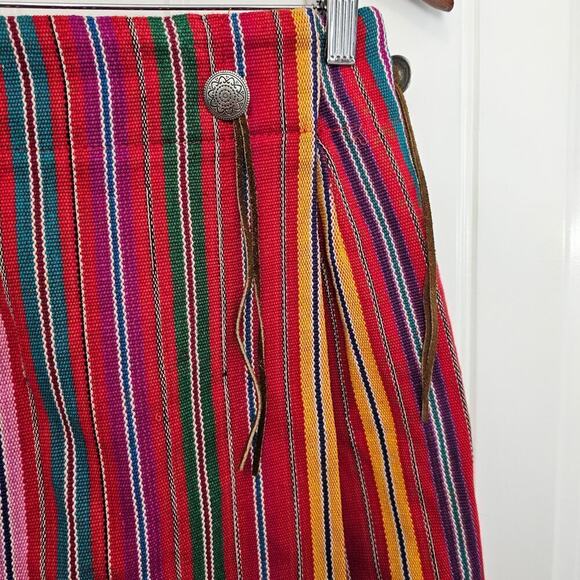 Vtg Central Falls 80s Wrap Skirt Women Size 10 Red Stripped Boho Southwestern - Picture 5 of 11